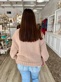 AnnieWear Argyle Pattern Turtleneck Yarn Sweater in beige - women's sweater - detail view