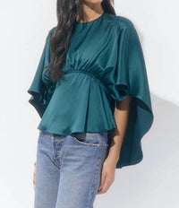 Adelyn Rae - Jade Satin Cape Blouse