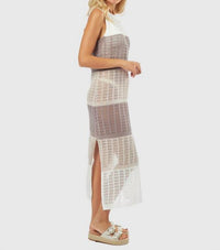 Unishe - Colorblock Eyelet Split Dress