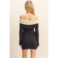 HYFVE Off-the-shoulder Sweater Dress in black - women's dress - detail view