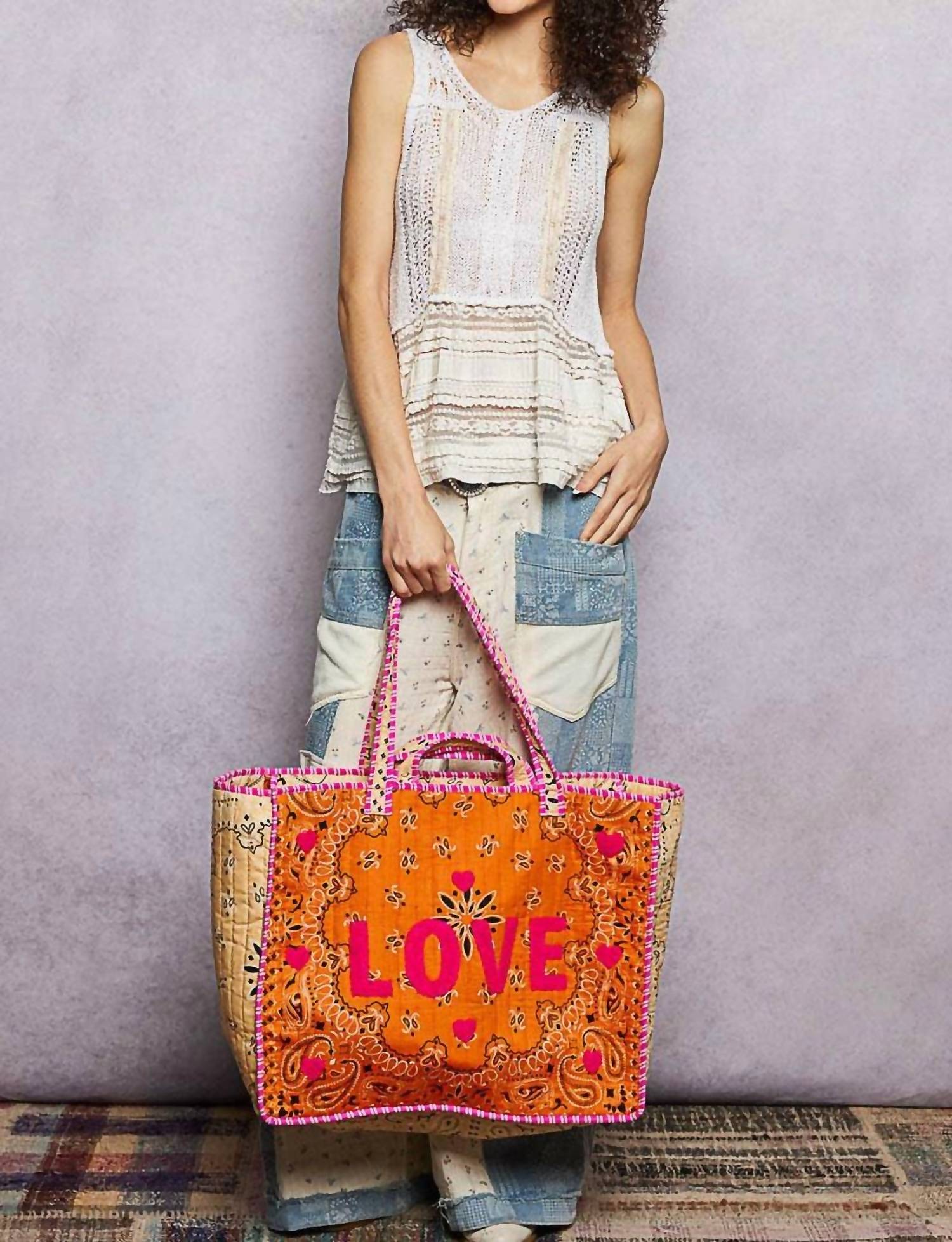Pol - LOVE Bandana Quilted Tote Bag