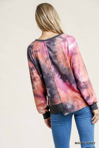 Umgee - Contrast Trim Tie Dye Top