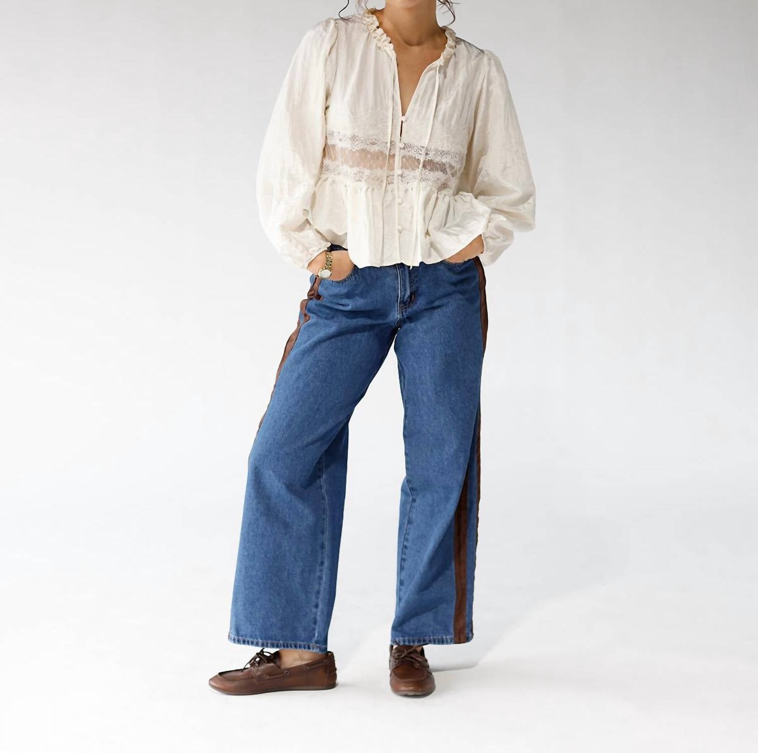 By Together - Stella Sheer Lace Detail Blouse