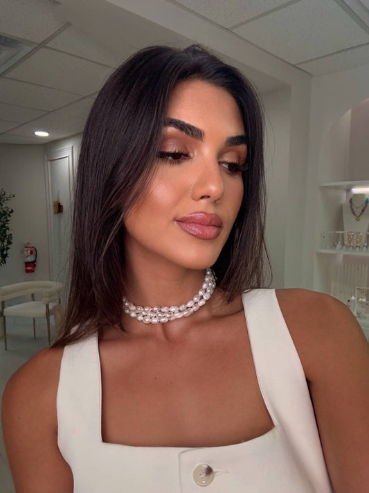 Sahira Jewelry Design - Women's Madeline 3-layered Pearl Choker Necklace