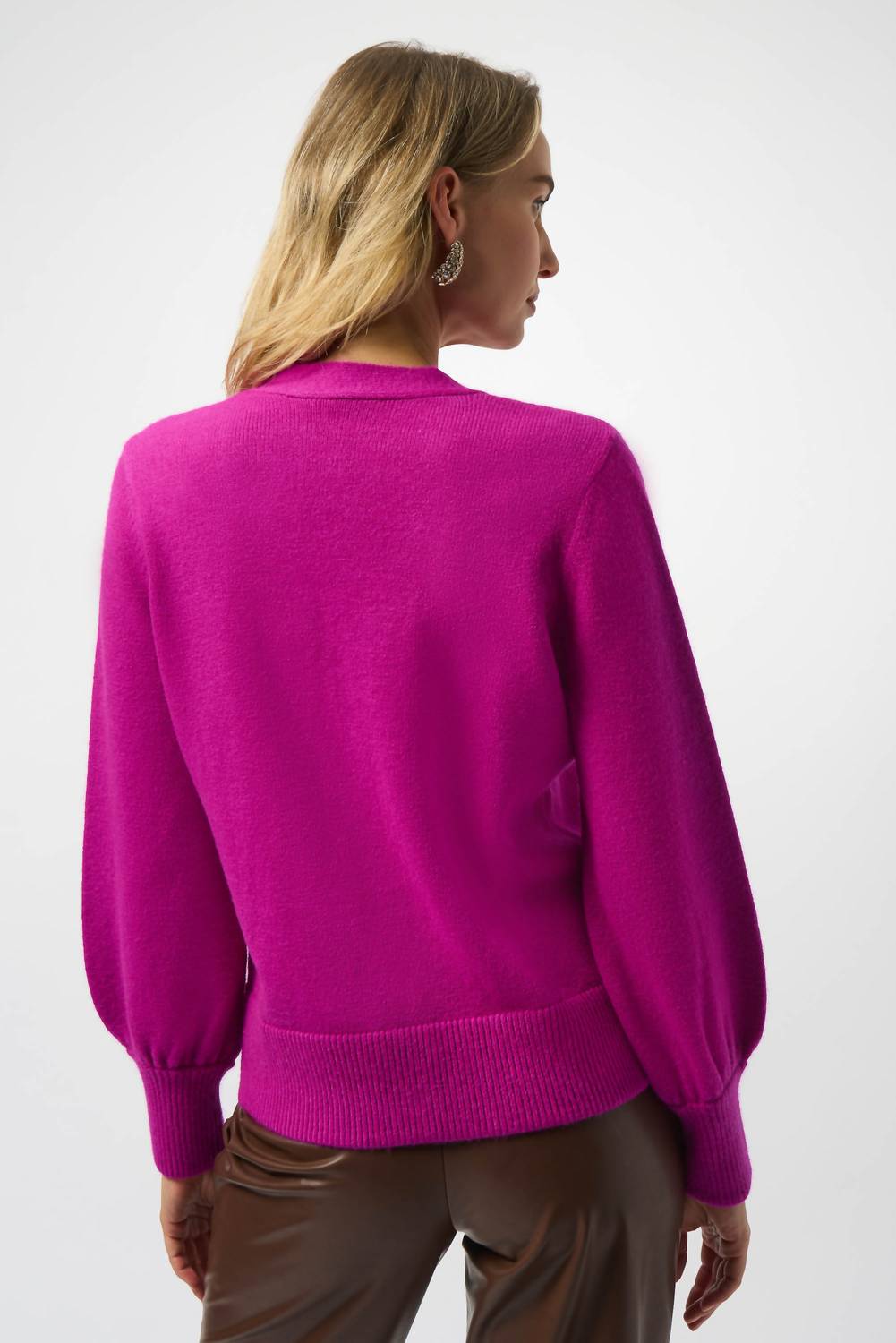 Joseph Ribkoff - V-neck Puff Sleeve Cardigan