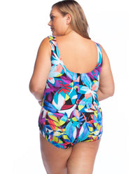 Maxine Of Hollywood - Shirred Girl Leg One Piece Swimsuit - Plus