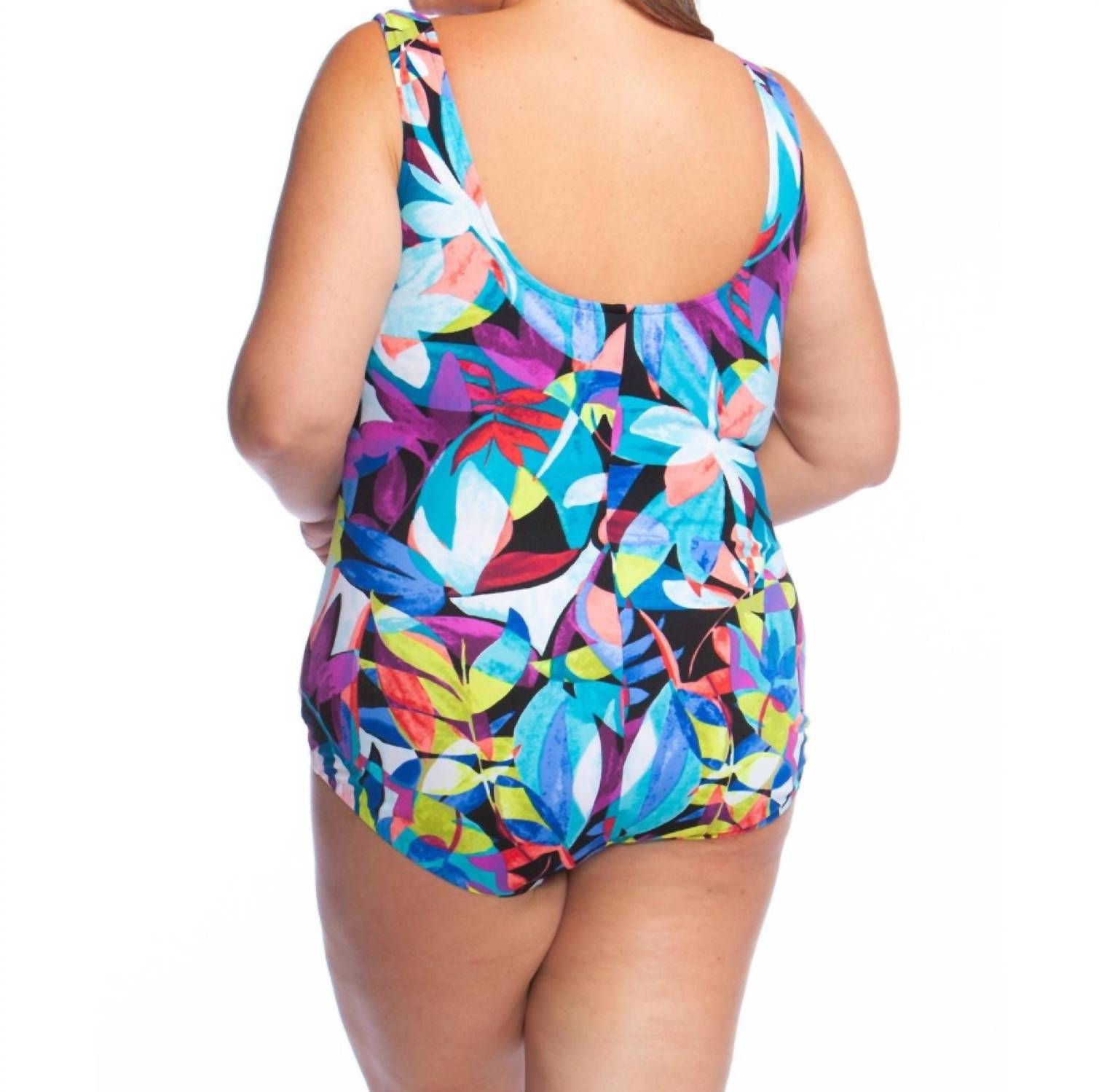 Maxine Of Hollywood - Shirred Girl Leg One Piece Swimsuit - Plus