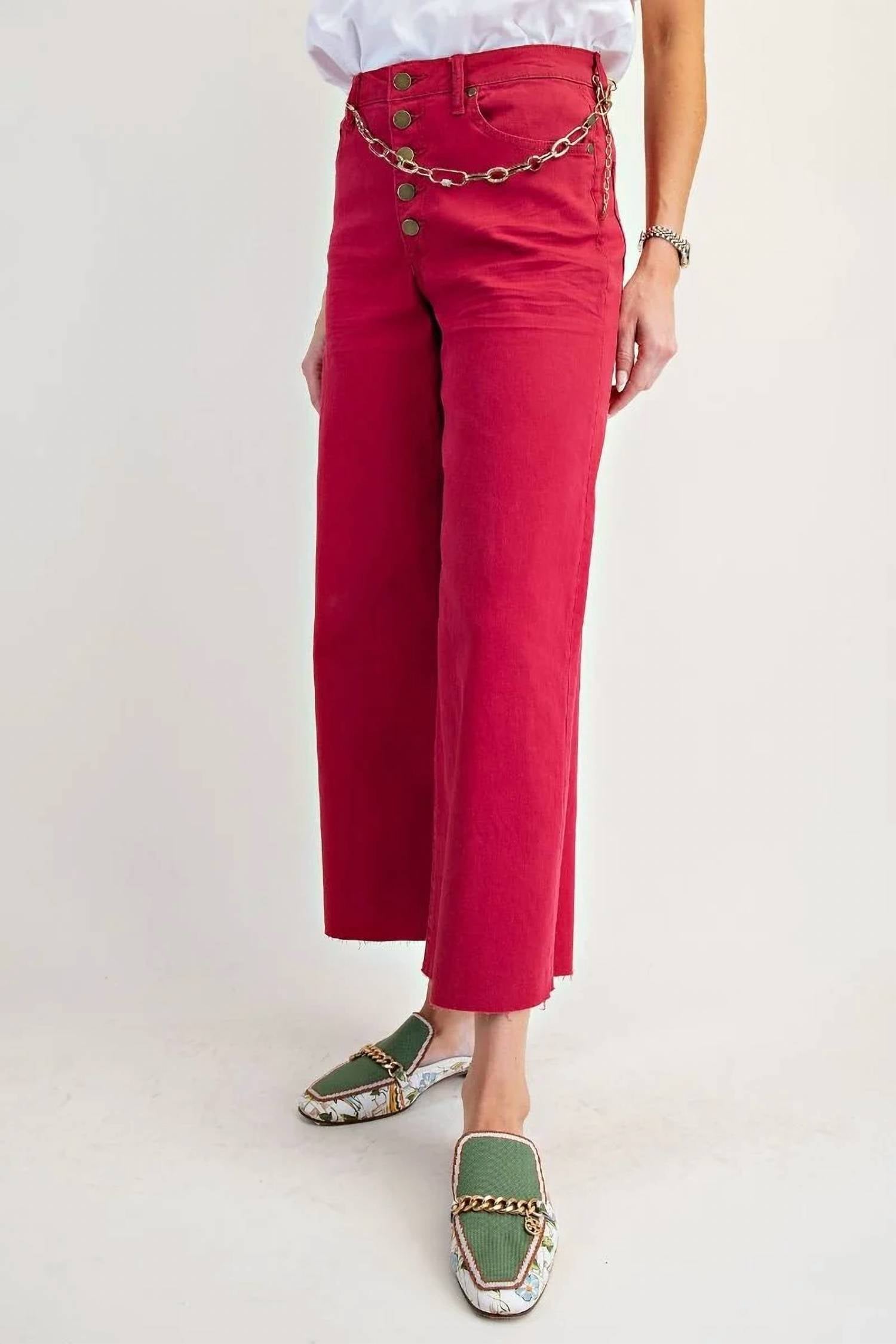 Easel - Button-front High-rise Twill Pants