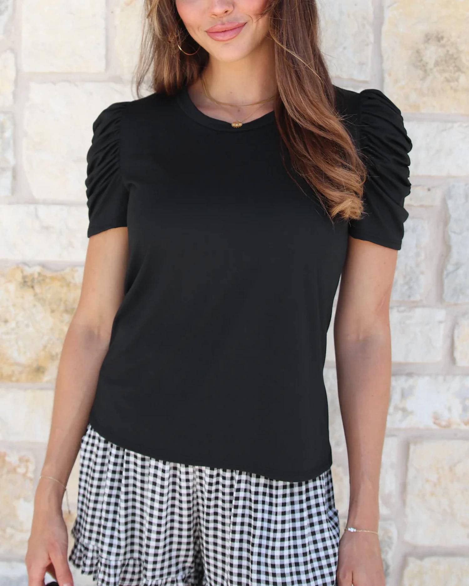 Grace and Lace Women's Ruched Top in black - women's t-shirt