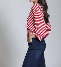 APNY Stripe Knit Sweater in red - women's sweater - alternate view