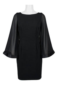 Adrianna Papell - Boat Neck Ottoman Chiffon Dress