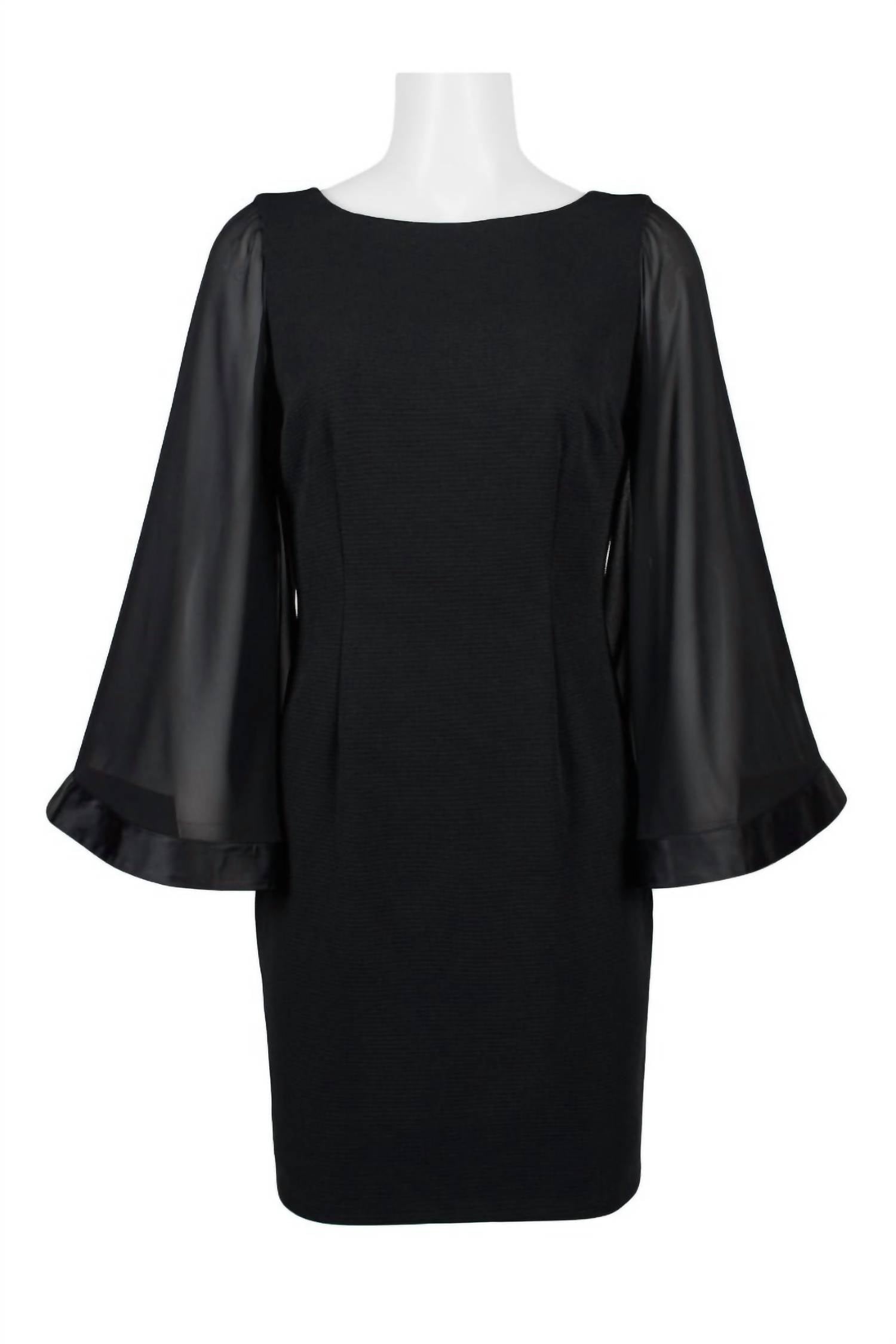 Adrianna Papell - Boat Neck Ottoman Chiffon Dress