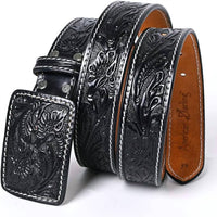 American Darling Women's Tooled Leather Western Belt in black - women's accessory - detail view