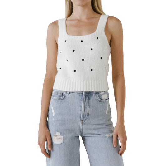 English Factory - Dot Embroidered Sweater Tank