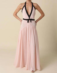 Olivaceous - Evelyn Contrast Ribbon Maxi Dress