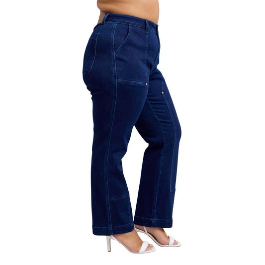 Judy Blue - High Waist Work Wear Knee Patch Straight Jeans