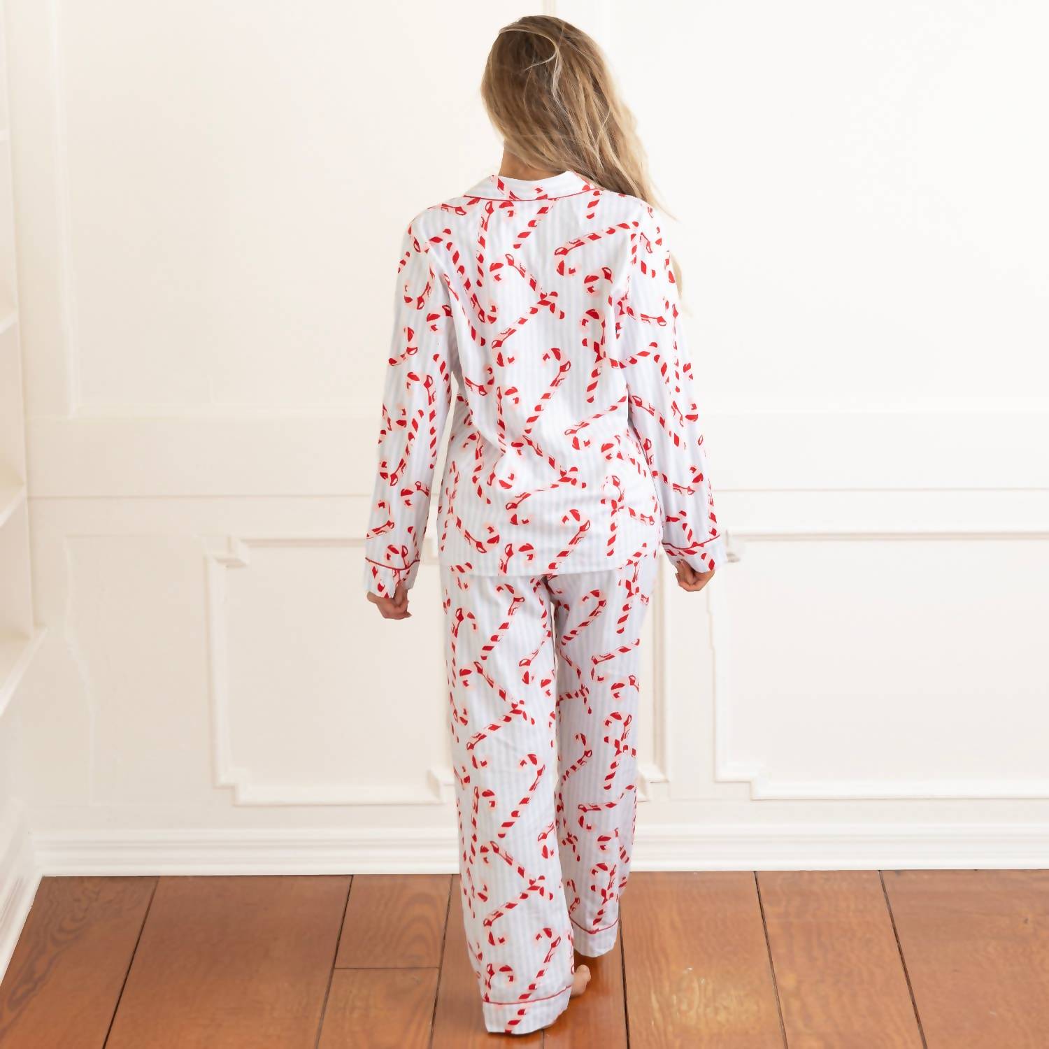 8 Oak Lane - Candy Cane Stripe Flannel Pj Set Xs/s