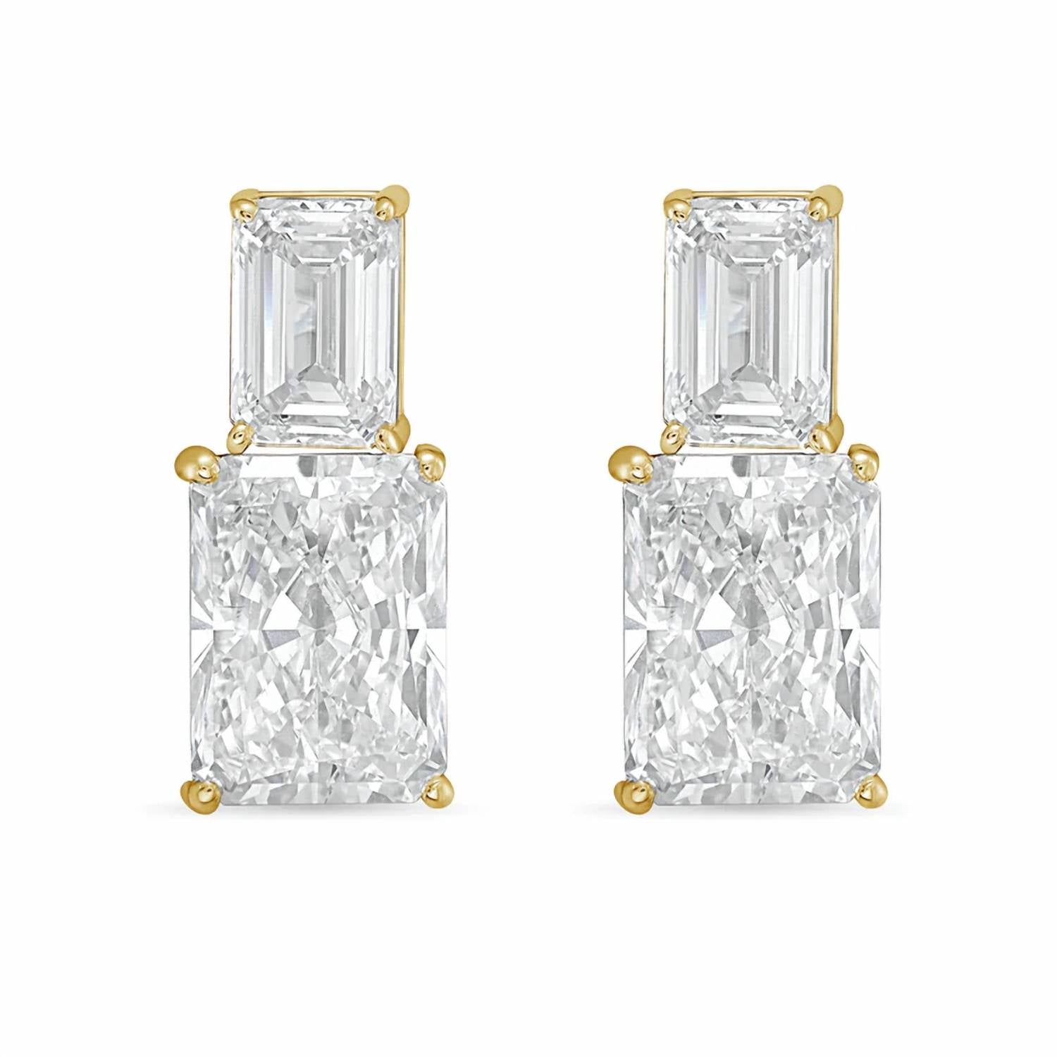 Diana M Jewels - Women's Emerald Lab-Grown Diamond Stud Earrings (8.00 Ct TCW) - Elegant Plus
