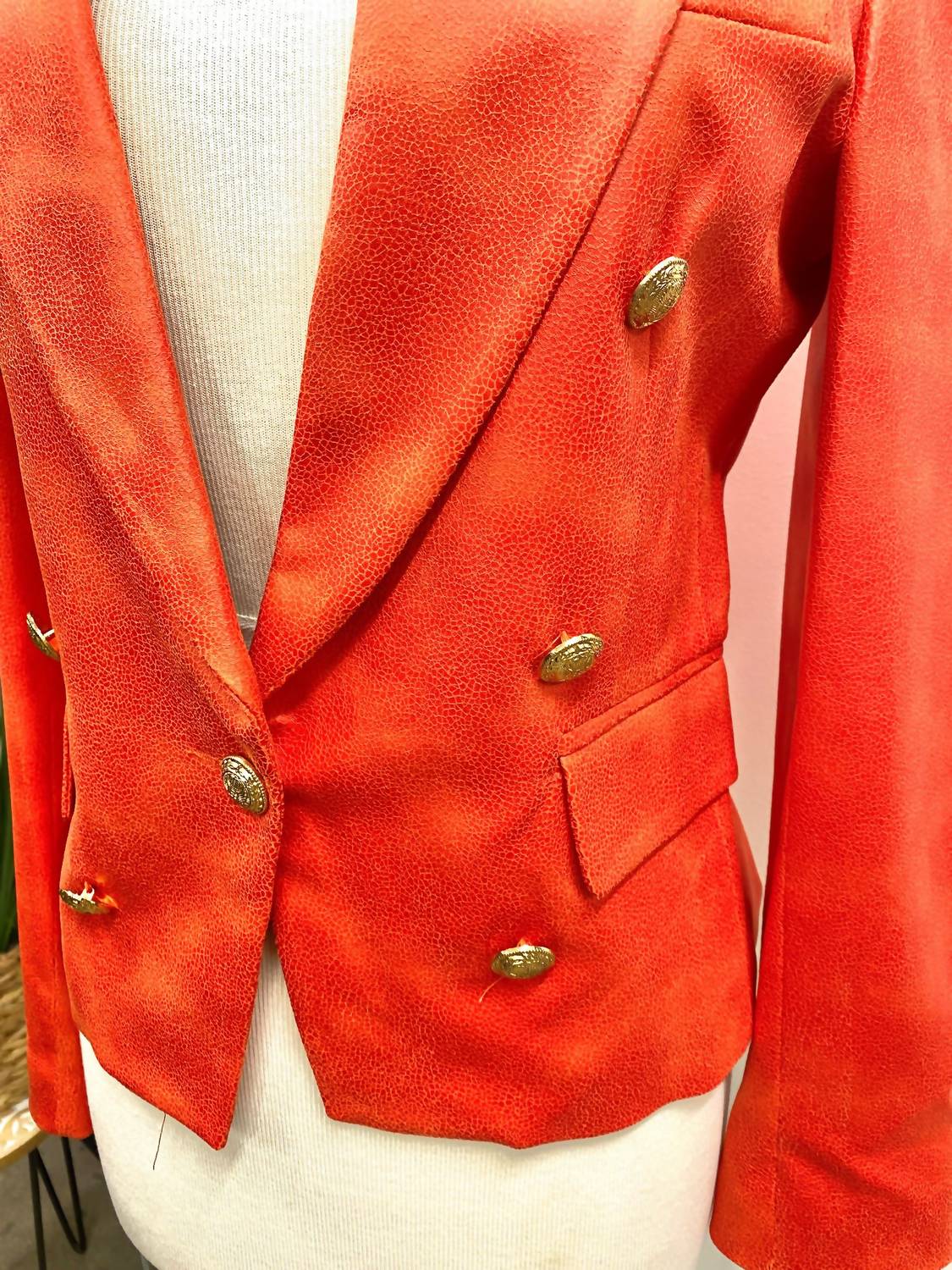 Oolala - Double Breasted Faux Suede Blazer