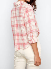 Charlie B - Plaid Printed Twist Blouse