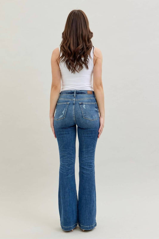 Judy Blue - Mid Rise Button Fly Flare Jeans