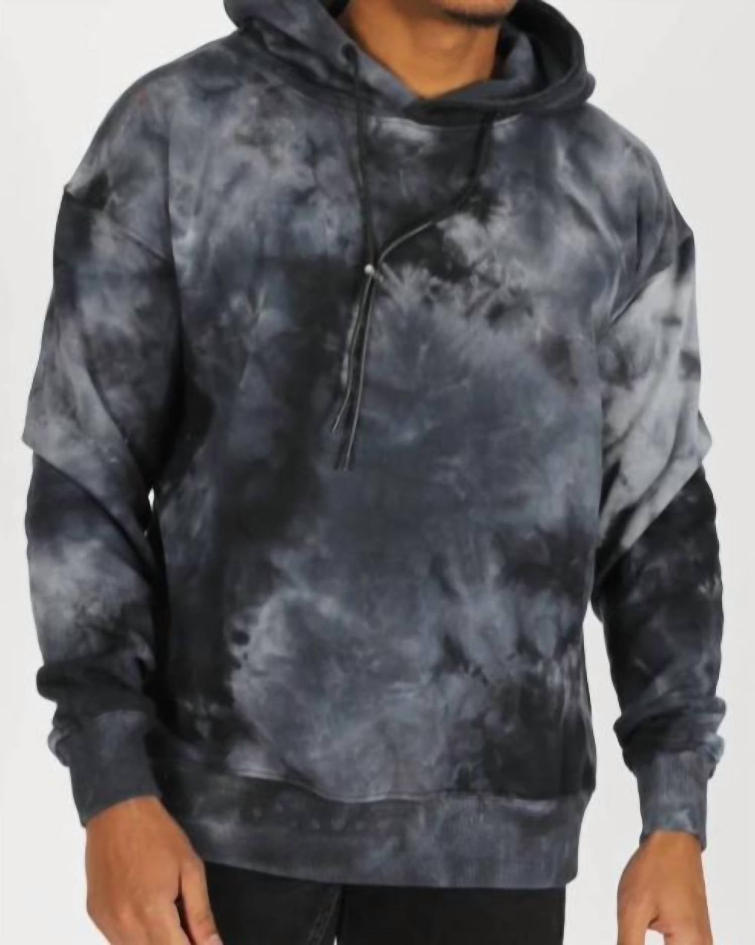 Zayne Paris Men's Tie Dye Hooded Sweatshirt in black - men's shirt