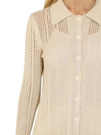 Metric Knits - Vertical Pointelle Stitch Button Front Cardigan