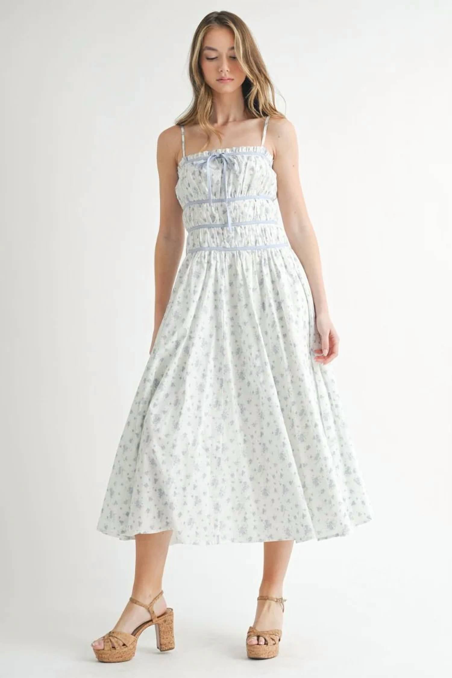 Mable - Serene Floral Ruched Midi Dress
