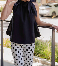 Glam - Ruffle Neck Tie Sleeveless Top