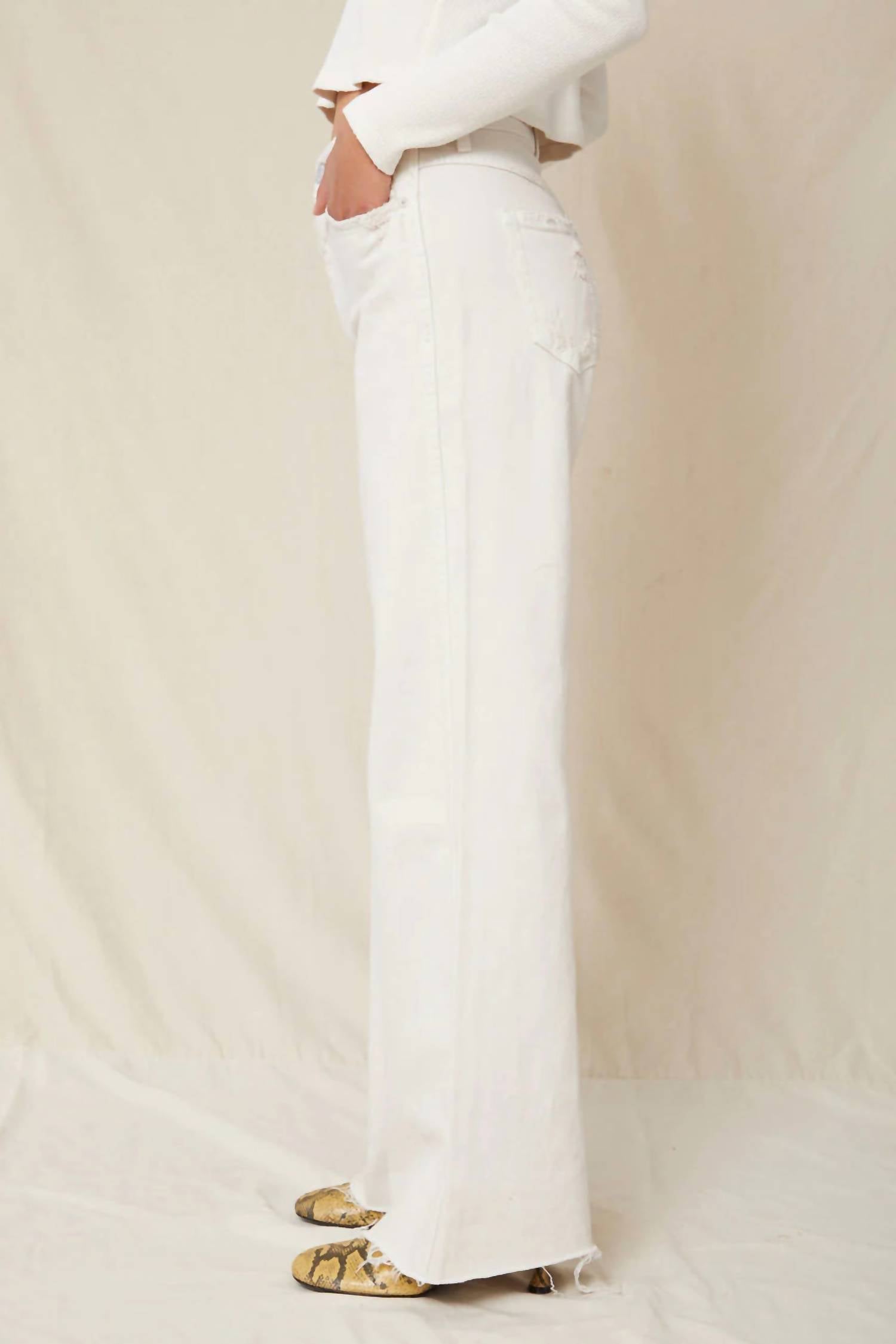 AMO Frida Wide Leg Denim Jean in white oak - women's jeans - alternate view