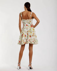 Mac Duggal - Floral Square Neck Ruffle Mini Dress