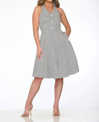 Orchid Bloom - Checkmate Halter Swing Dress