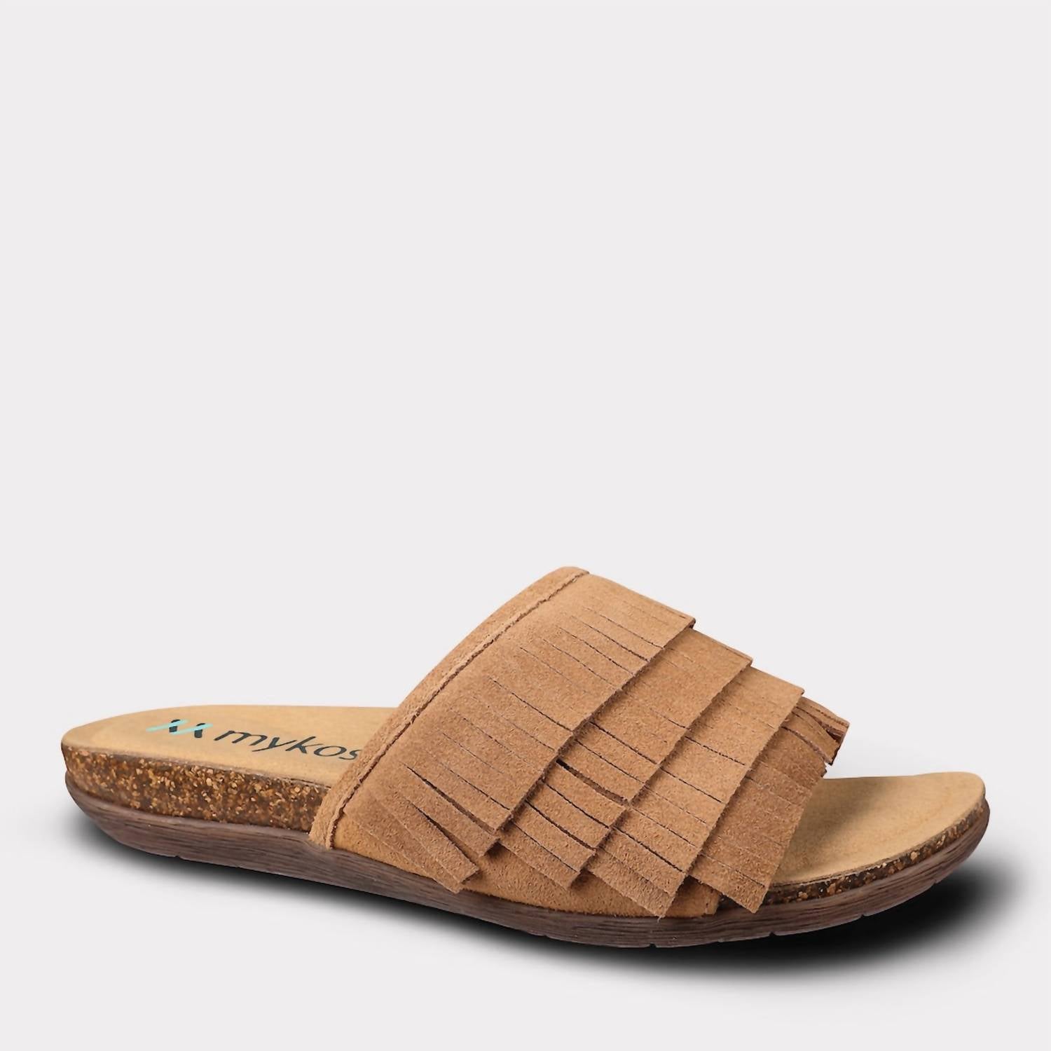 Mykos Women's Clea Slide Sandal in chestnut - women's sandal - detail view