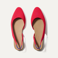 Rothy's Women's Almond Slingback Flats in lollipop red - women's flats - detail view