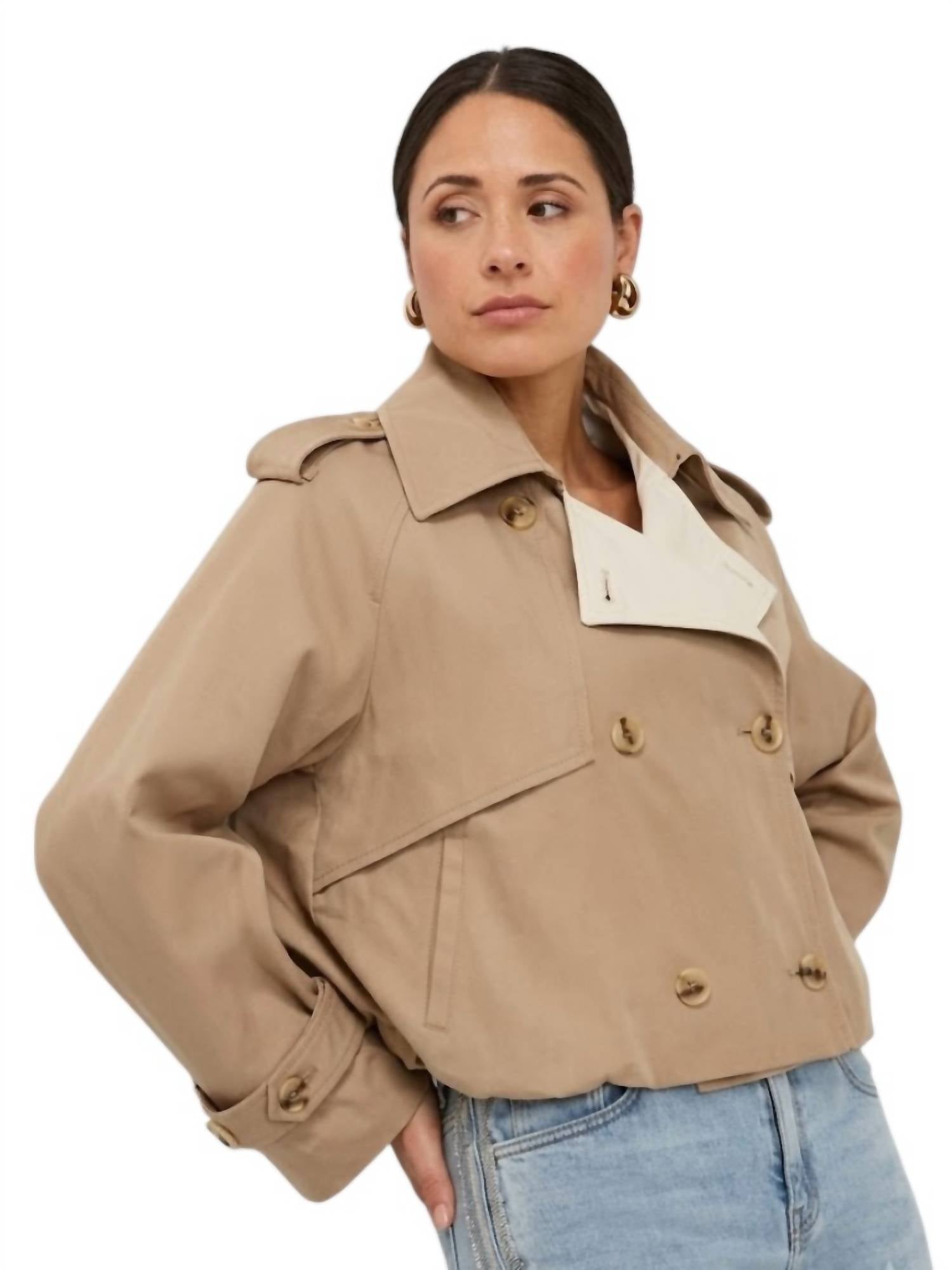 Esqualo - Women's Short Double-breasted Trench Coat