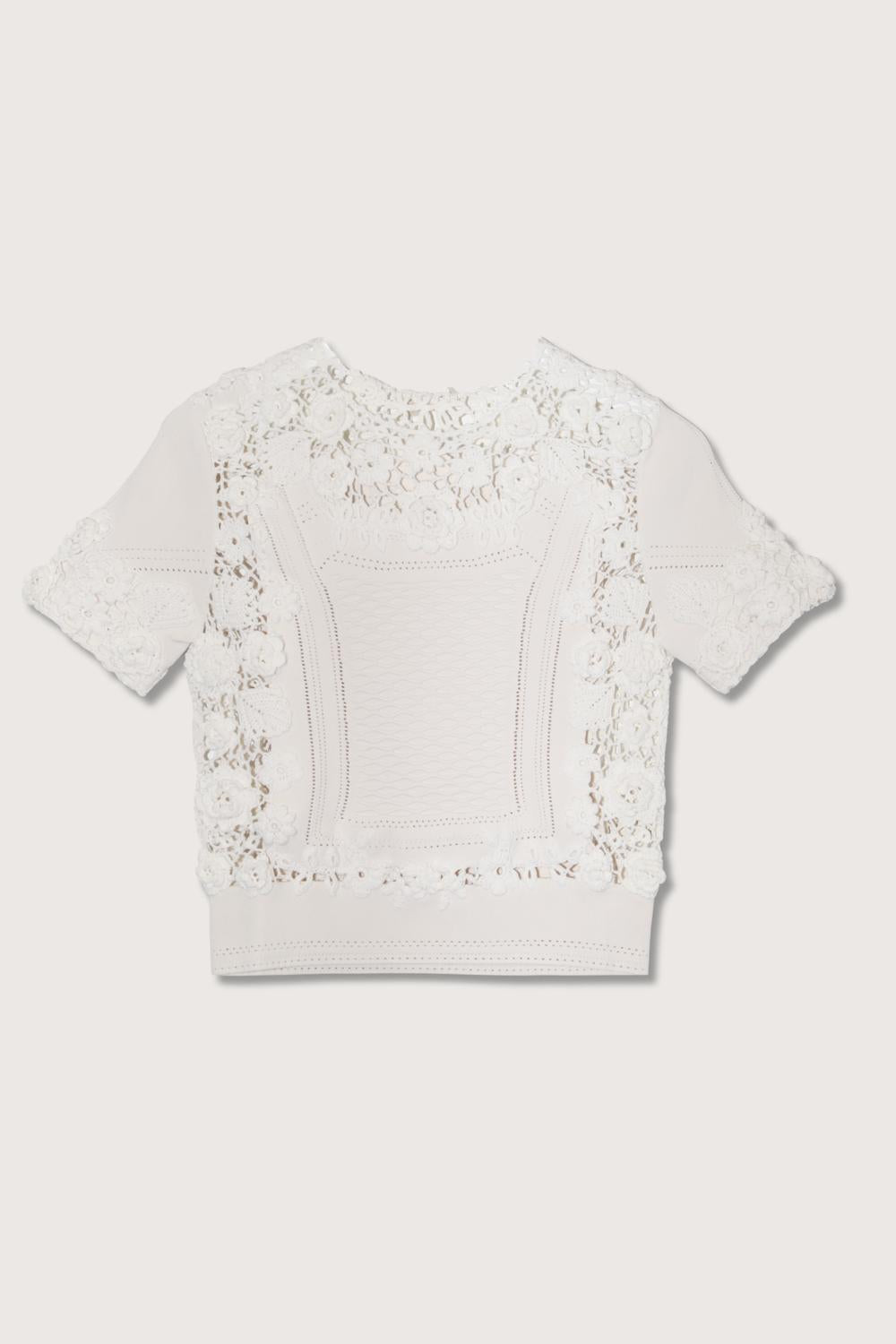 Ulla Johnson - Stella Short Sleeve Floral Crochet Knit Top