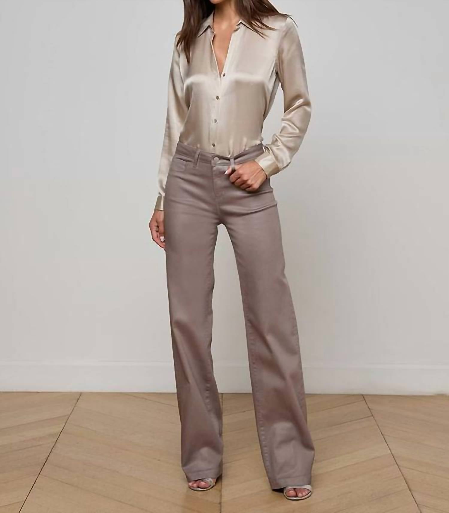 L'Agence - Clayton Coated Wide Leg Jean