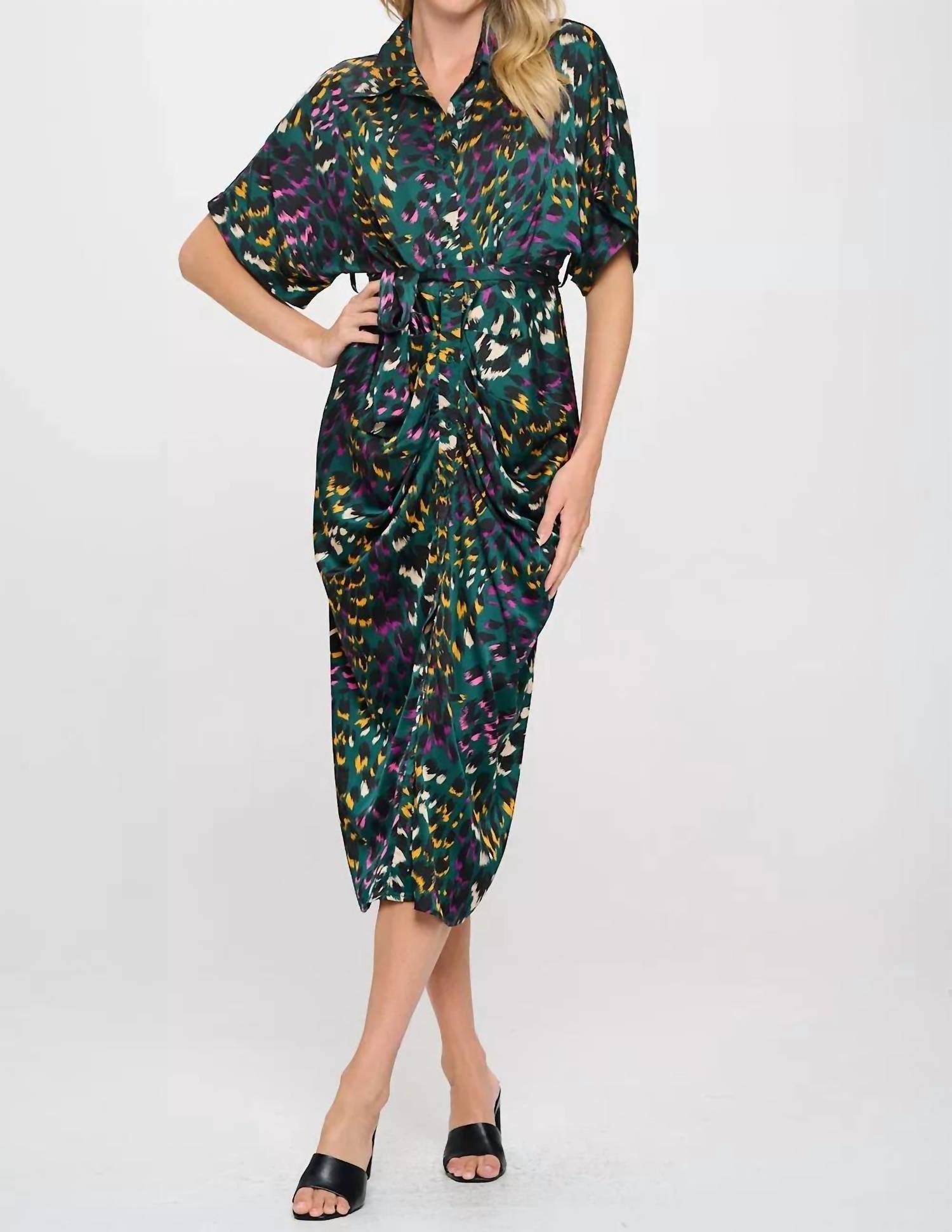 Meet Me in Santorini Kassandra Dress in santorini kassandra dress in leopard green - women's dress