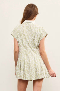 Mustard Seed - Women's V Neck Shawl Collar Pleated Romper