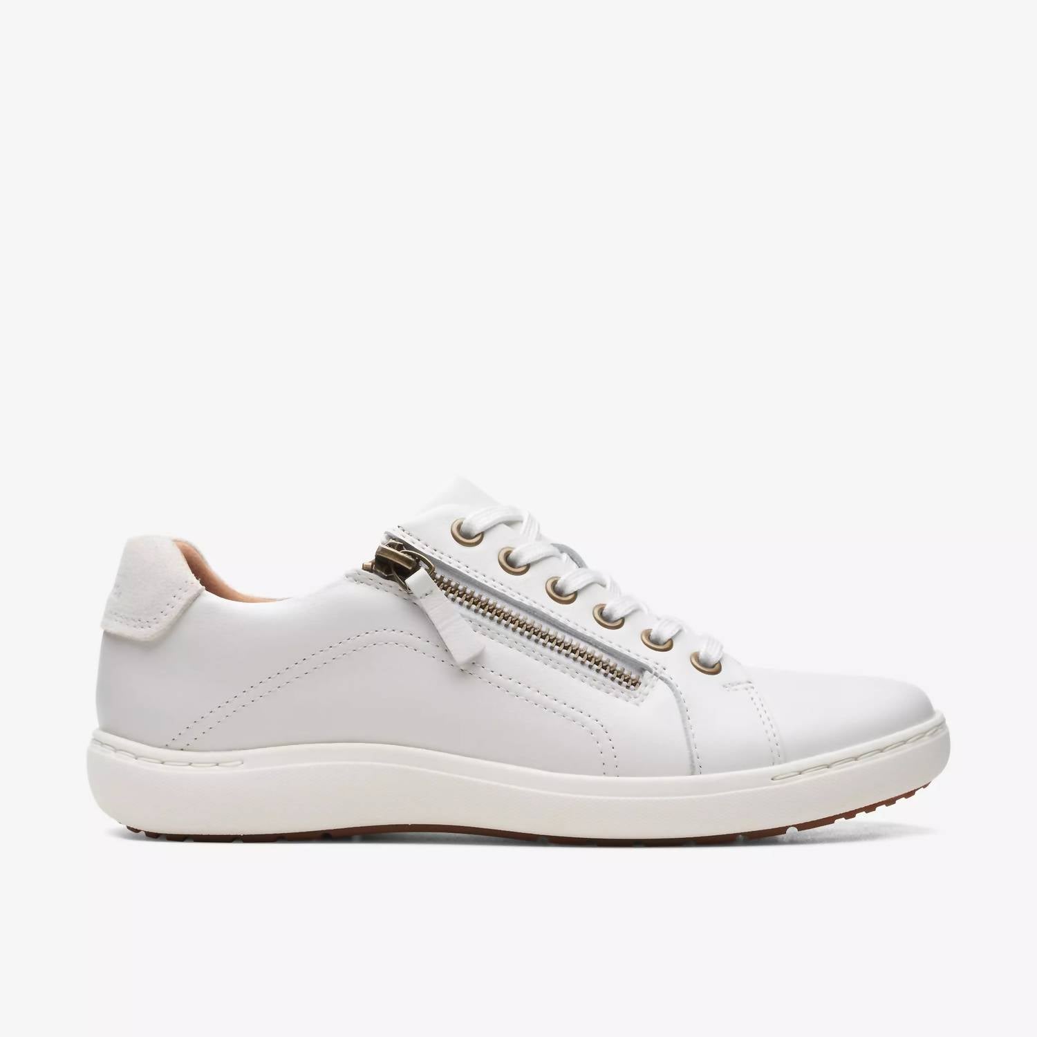 Clarks Women's Nalle Lace Sneakers in white leather - women's sneaker - alternate view