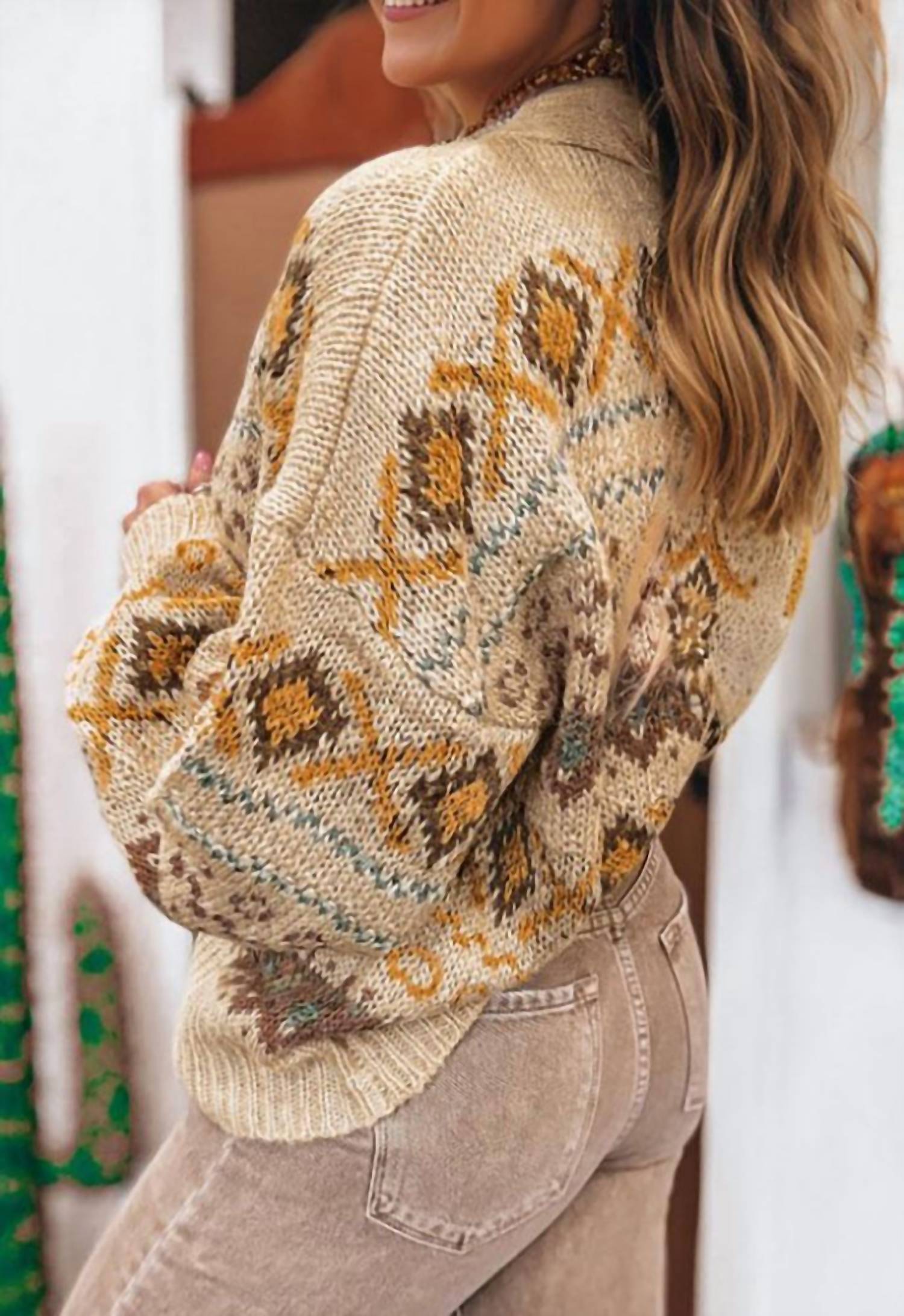 Legend Or Lies - Western Pattern Knit Button Cardigan Sweater