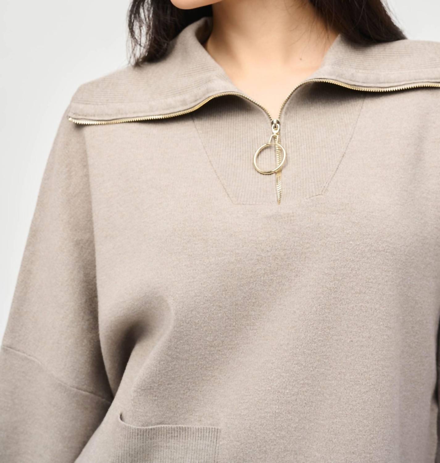 Joseph Ribkoff - Zip Front Dolman Sleeve Boxy Sweater