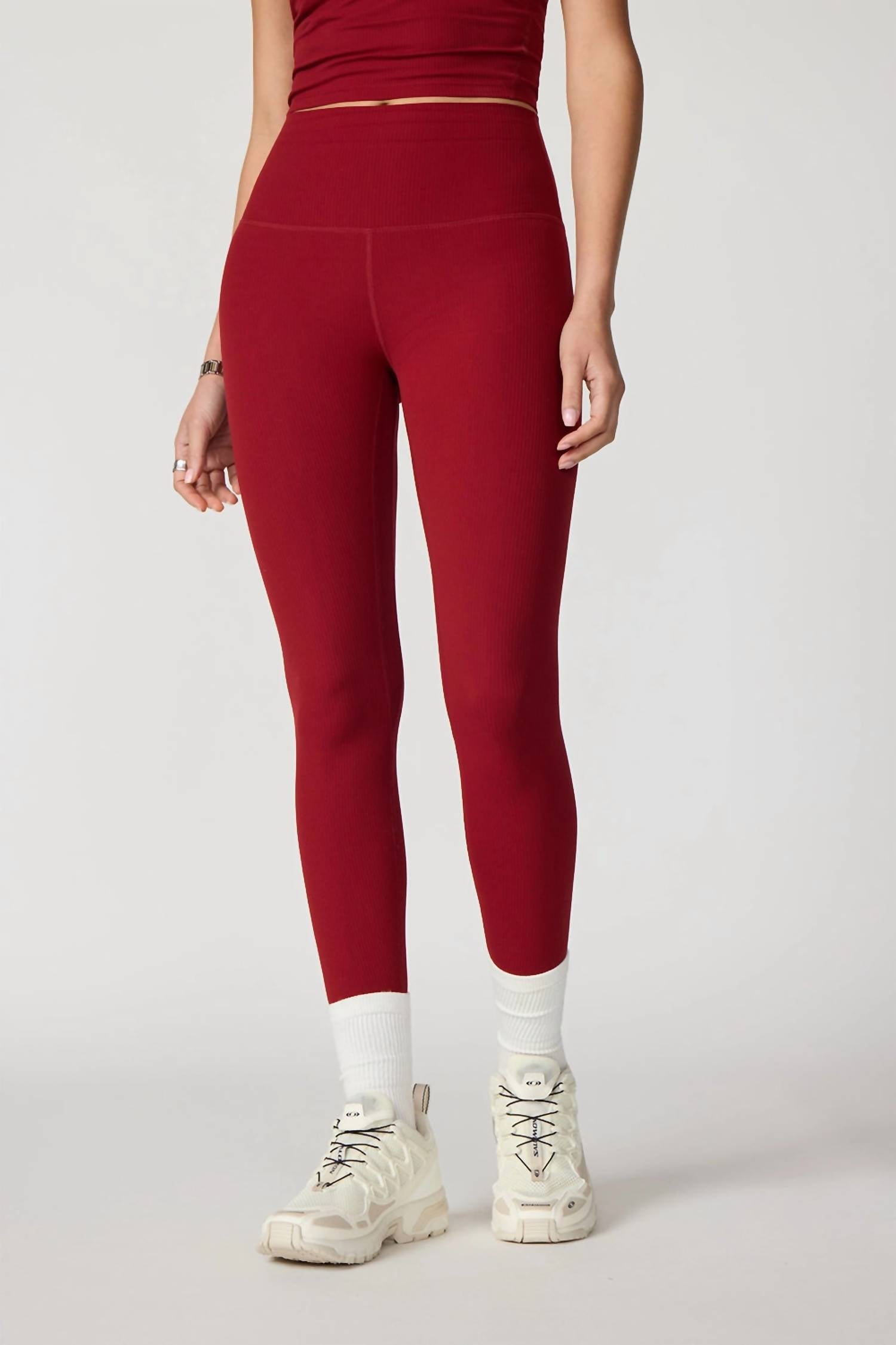 MPG Sport Ribbed Leggings in merlot - women's pants - view 4