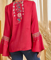 Andree By Unit - Embroidered Bell Sleeve Blouse