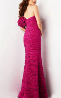 Jovani - Off the Shoulder Crinkle Long Gown