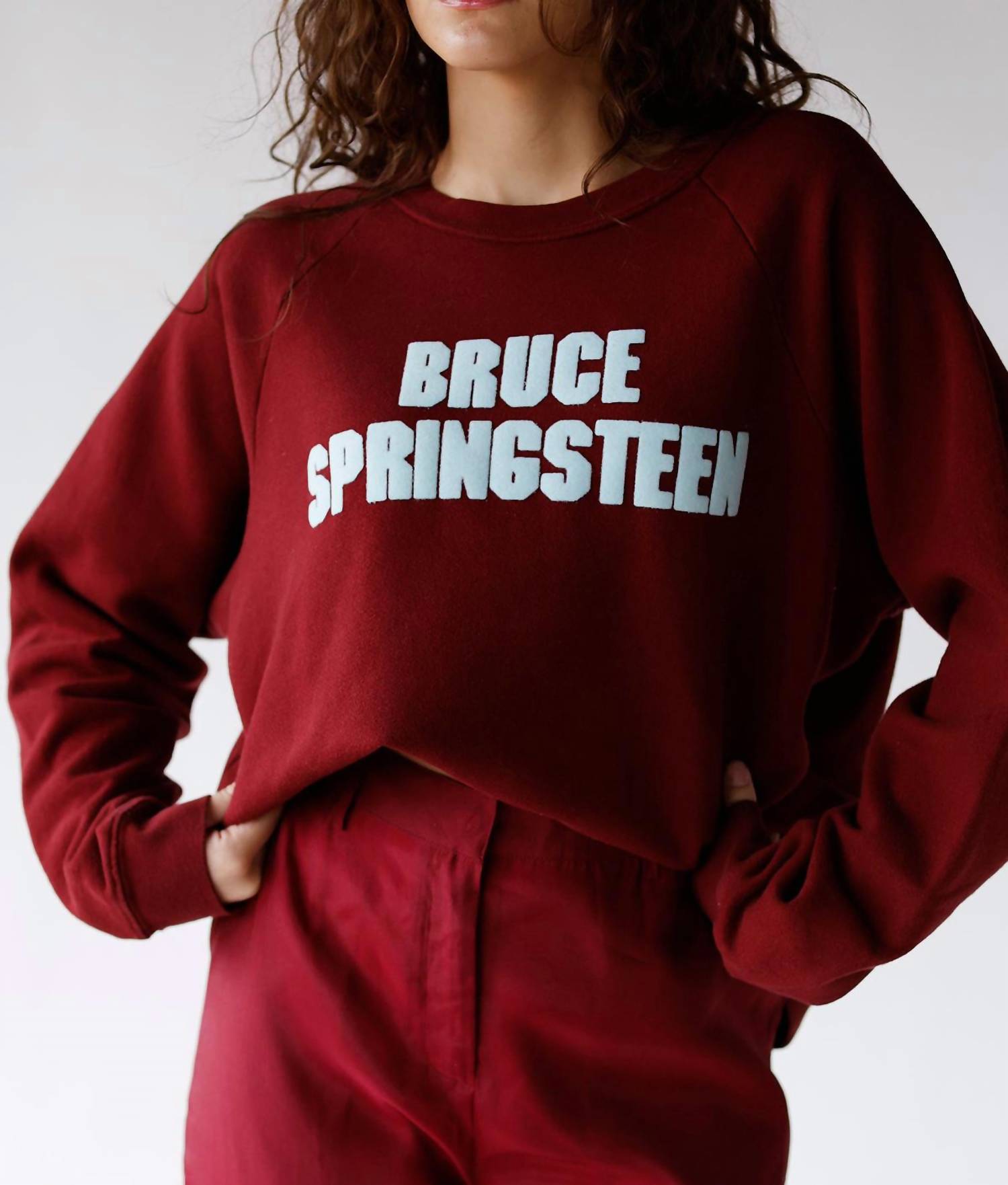 DAYDREAMER Bruce Springsteen Vintage Raglan Sweatshirt in dark cherry - women's top - view 4