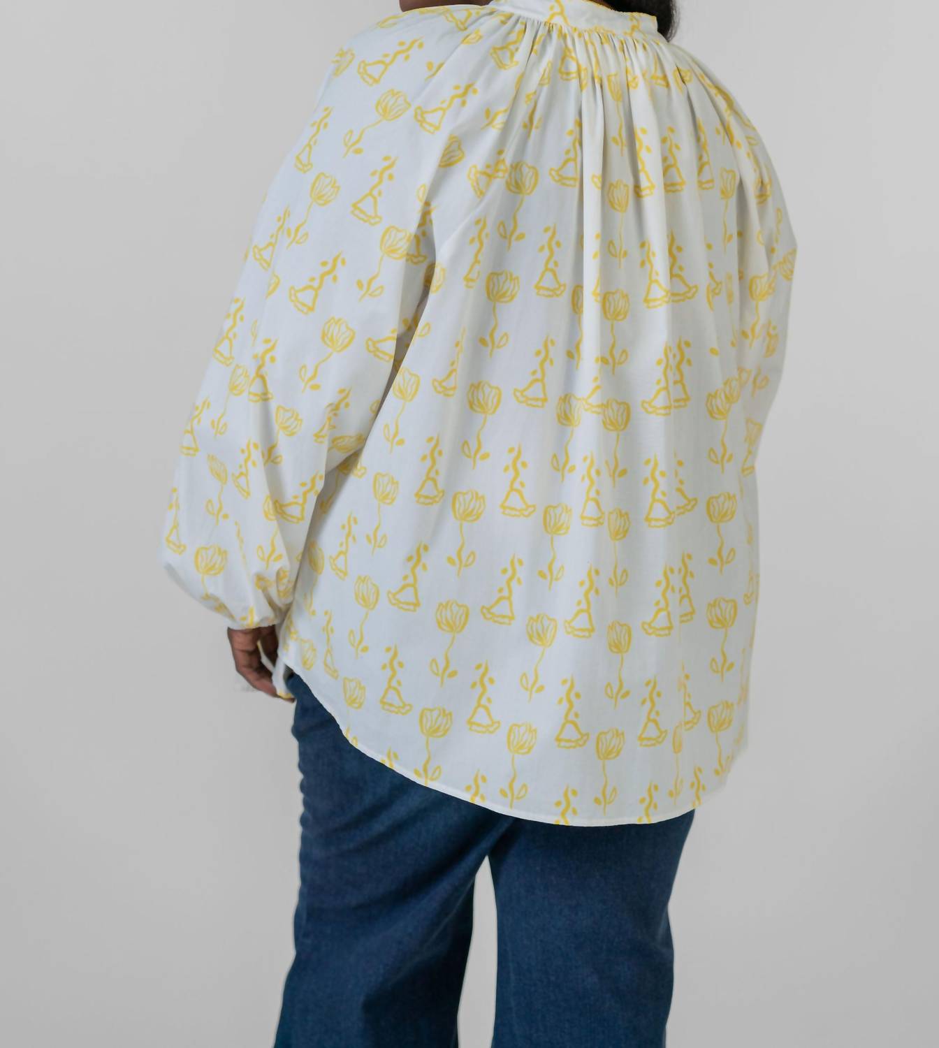 De Loreta - Kaia Trigo Amarillo Print Long Sleeve Blouse