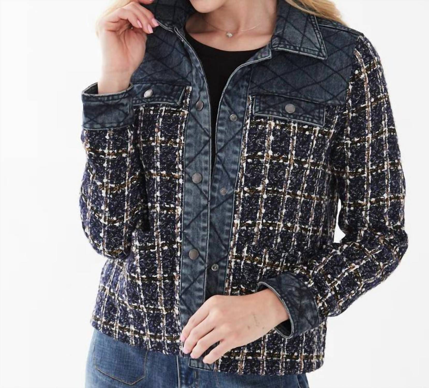 FDJ Mixed Media Jacket in isla indigo - women's jacket