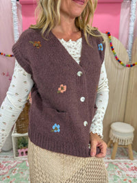 Wishlist - Brushed Floral Embroidered Vest
