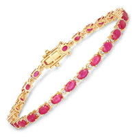Diana M Jewels Women's Oval Natural Ruby Bracelet (5.84 Ct) - Elegant in 14k yellow gold - women's jewelry